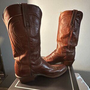 Lucchese Mens Classics Ranch Hand Leather Boots Tan Burnished, Mens' 10.5 D